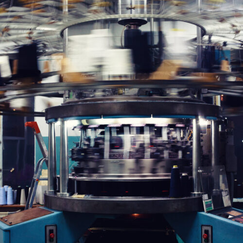 big knitting machine in action